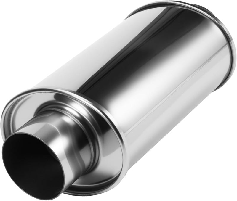 LYLCDDP 2.5'' Ultra Quiet Resonator,304 Stainless Steel，2.5'' Inlet & Outlet 13.8" Overall Length Universal Oval Performance Muffler Resonator - Image 1
